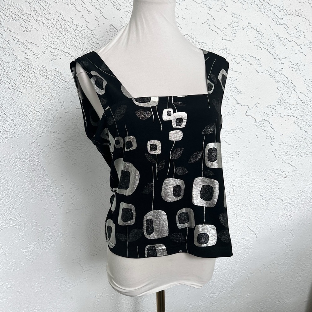 🖤 Vintage Black & Silver Abstract Tank Top 12